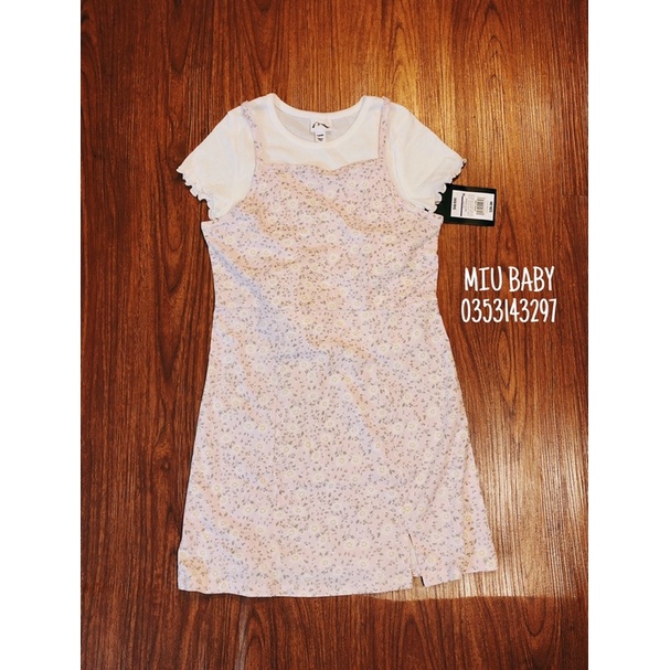 Set váy yếm kèm áo phông bé gái sz đại du xin