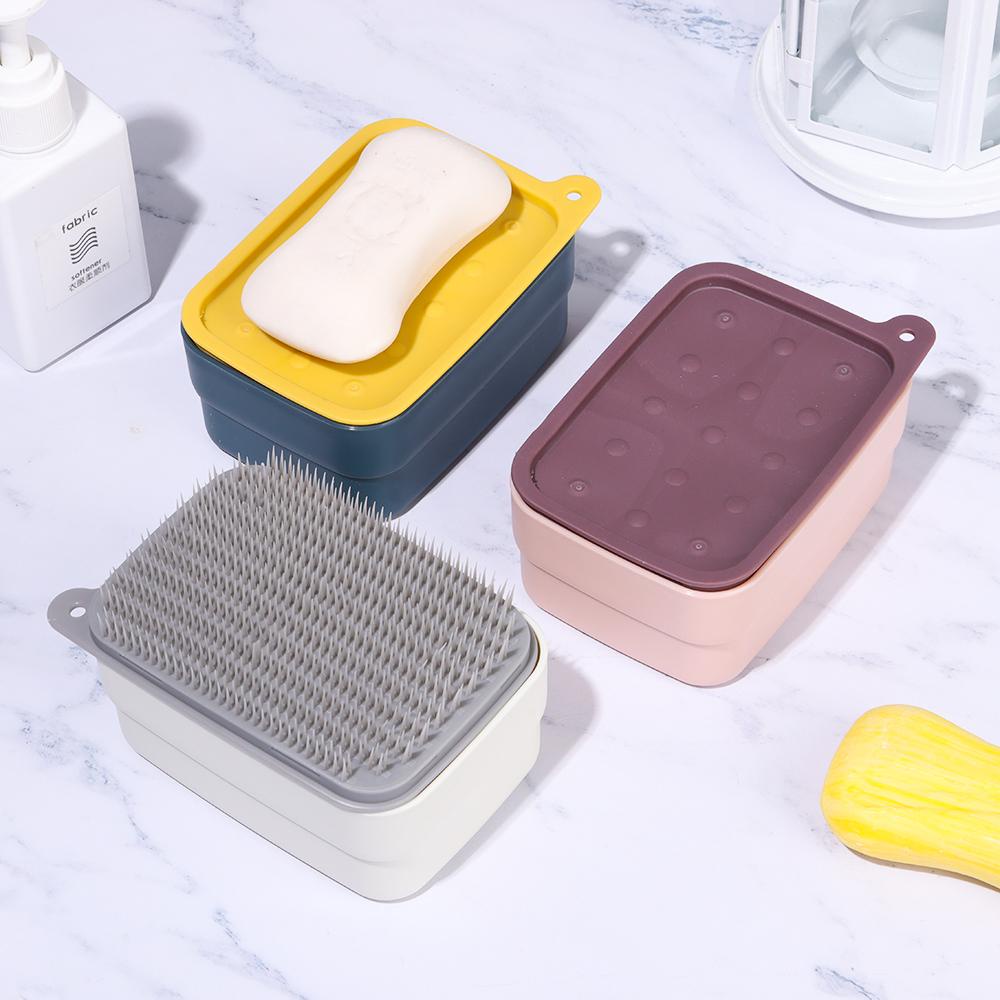 KUNHEV Hộp Đựng Xà Phòng Chống Thấm Nước Kèm Cọ Vệ Sinh Tiện Dụng