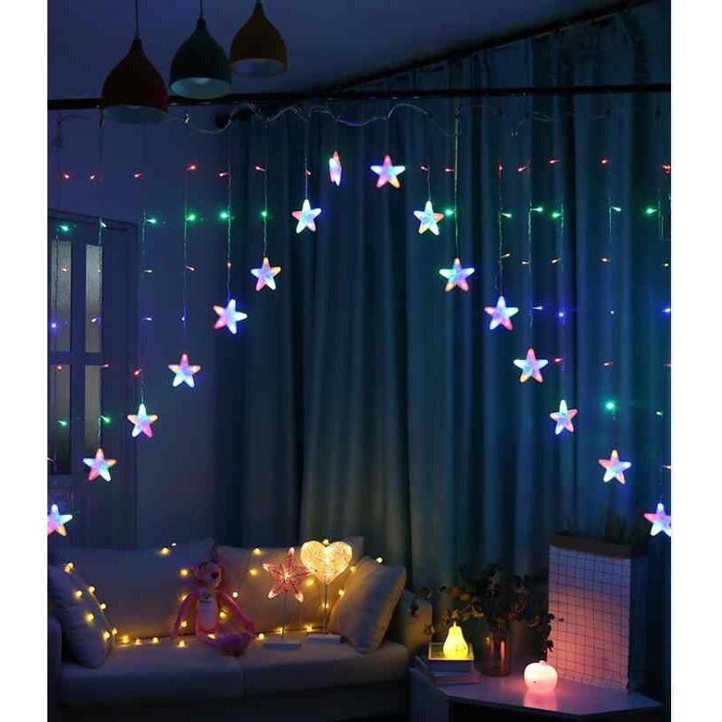 Dây Led Trang Trí Ngôi Sao⚡𝑪𝒖̛̣𝒄 𝑯𝒐𝒕 𝑯𝒊𝒕⚡Đèn Mành Rèm Chữ V Ngược Trang Trí Noel, Tiệc Cưới..Decor Trang Trí Nhà Cửa