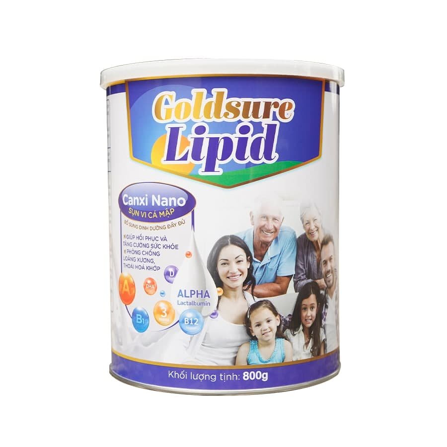 Sữa dinh dưỡng Goldsure Lipid (800g) Chứa Canxi Nano, Sụn vi cá mập giúp hồi phục và tăng cường sức khỏe