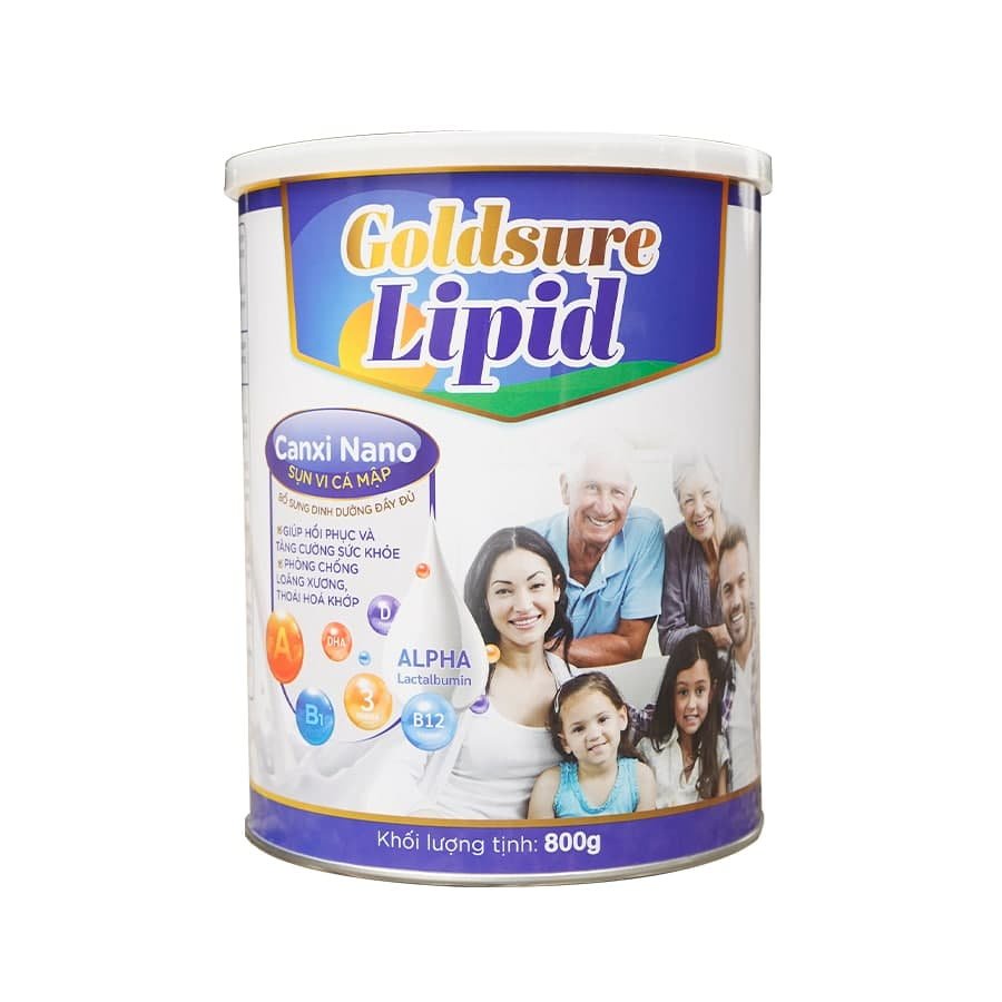 Sữa dinh dưỡng Goldsure Lipid (800g) Chứa Canxi Nano, Sụn vi cá mập giúp hồi phục và tăng cường sức 