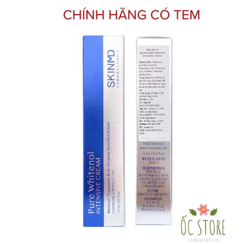 Kem Giảm Thâm Nám Sáng Da SkinMD Pure Whitenol 15ml