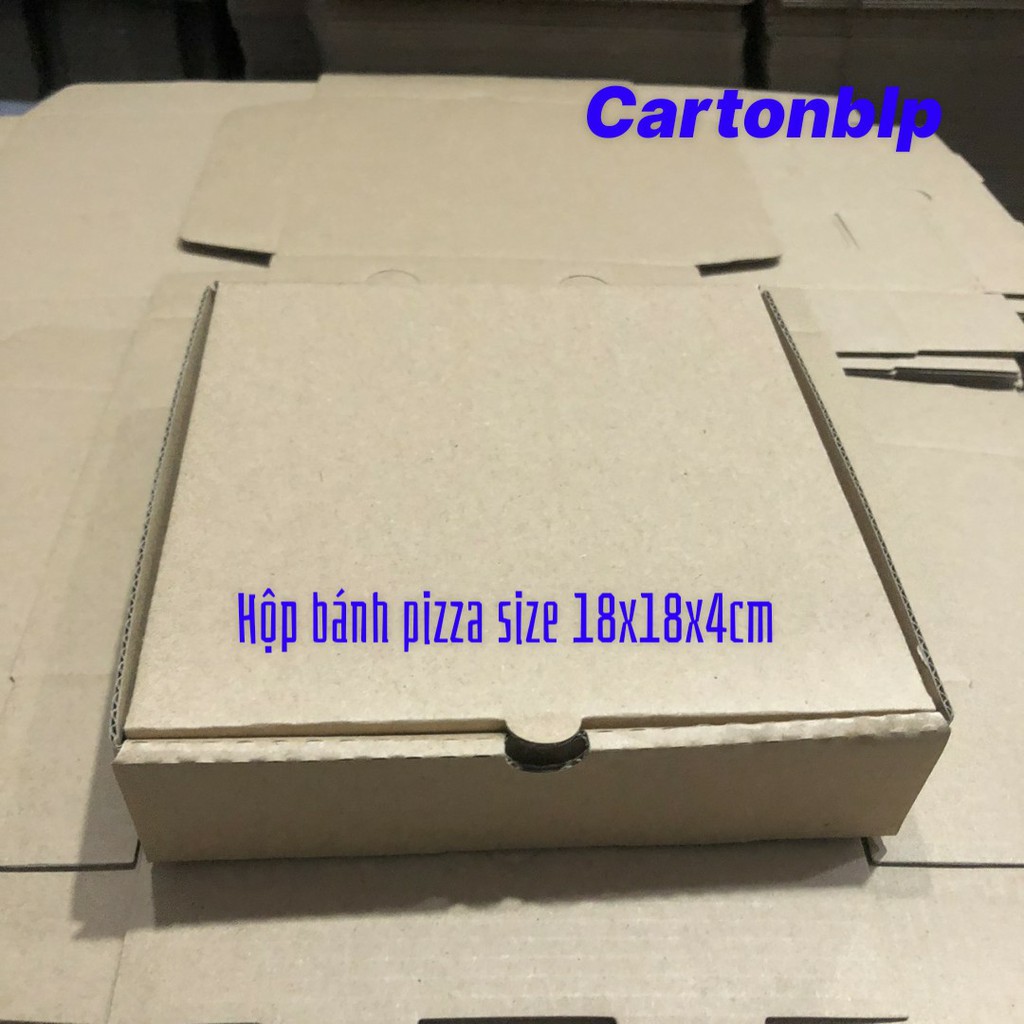 Hộp carton đựng bánh pizza size 18x18x4cm màu nâu