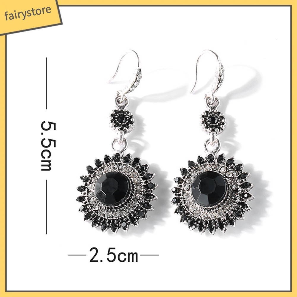 Bông Tai Phối Đá Ruby Giả Hình Hoa Hướng Dương