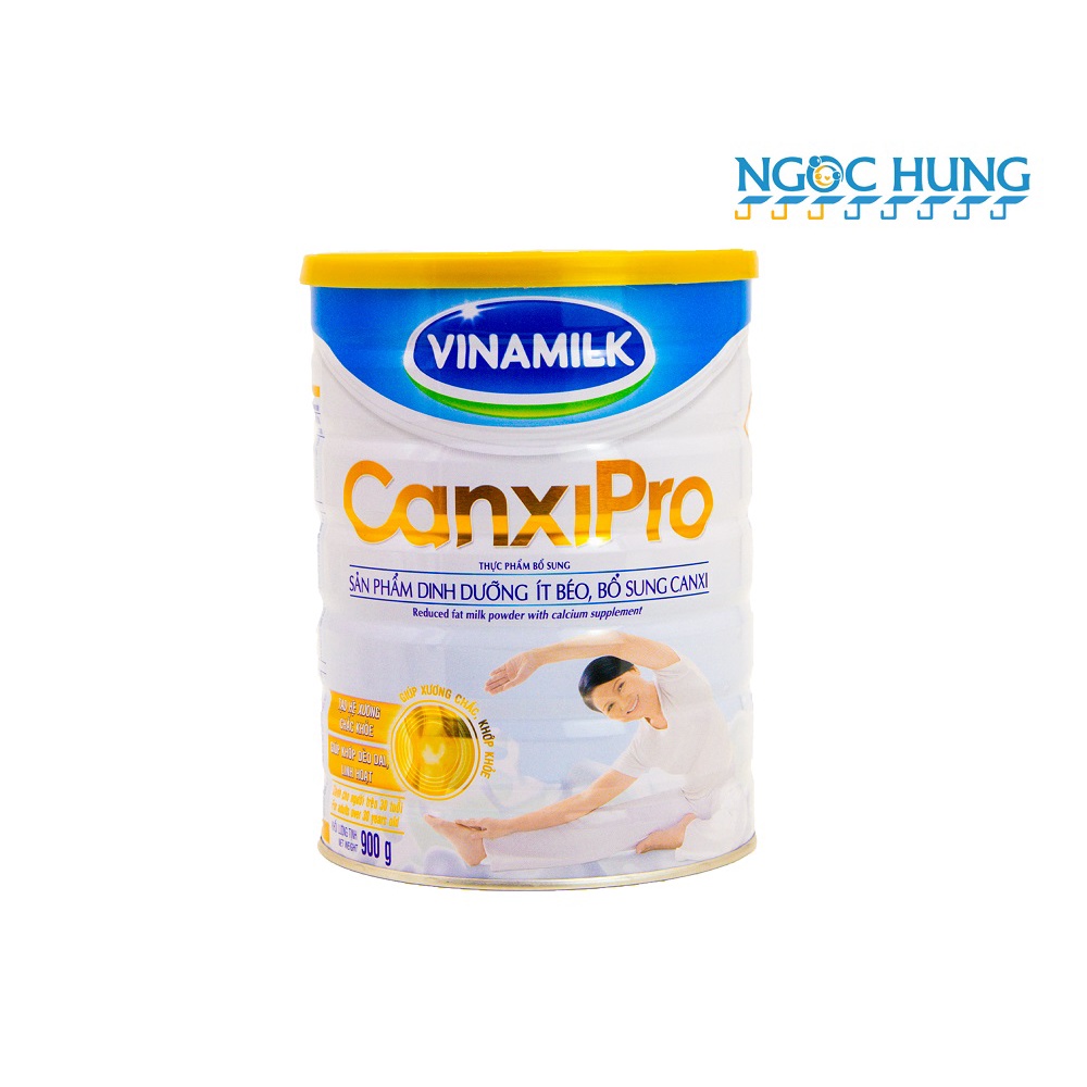 Sữa bột Vinamilk CanxiPro dinh dưỡng ít béo, bổ sung canxi cho người trên 30 tuổi lon thiếc 900g và 400g