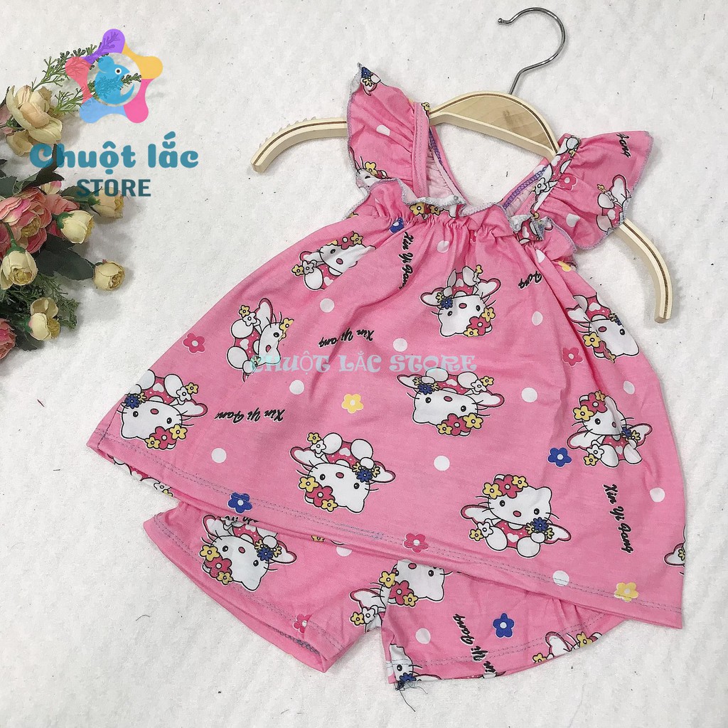 Combo 2 bộ đồ bé gái kiểu 2 dây babydoll chất cotton xuất dư cho bé từ 8kg đến 18kg giao ngẫu nhiên