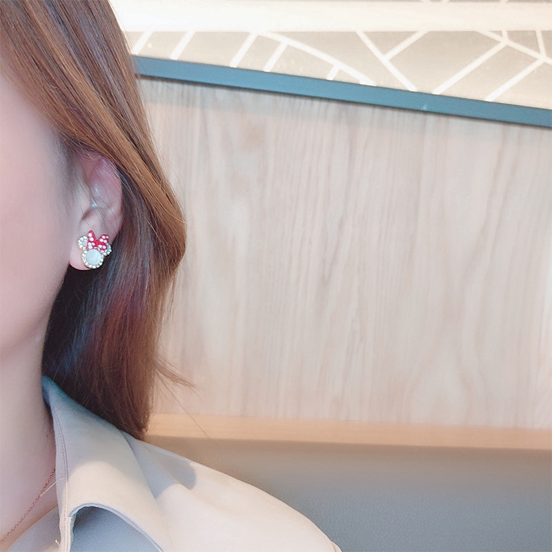 Bông Tai Hình Chú Gấu Hoạt Hình Đính Đá Lấp Lánh Phong Cách Hàn Quốc