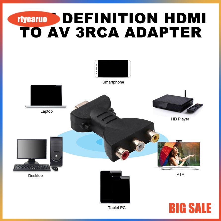 Bộ Chuyển Đổi Hdmi Đực Sang 3 Đầu Rca Cái Cho Tv