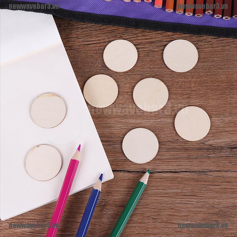 Bộ 50 tấm gỗ hình tròn tự nhiên dùng làm đồ thủ công DIY