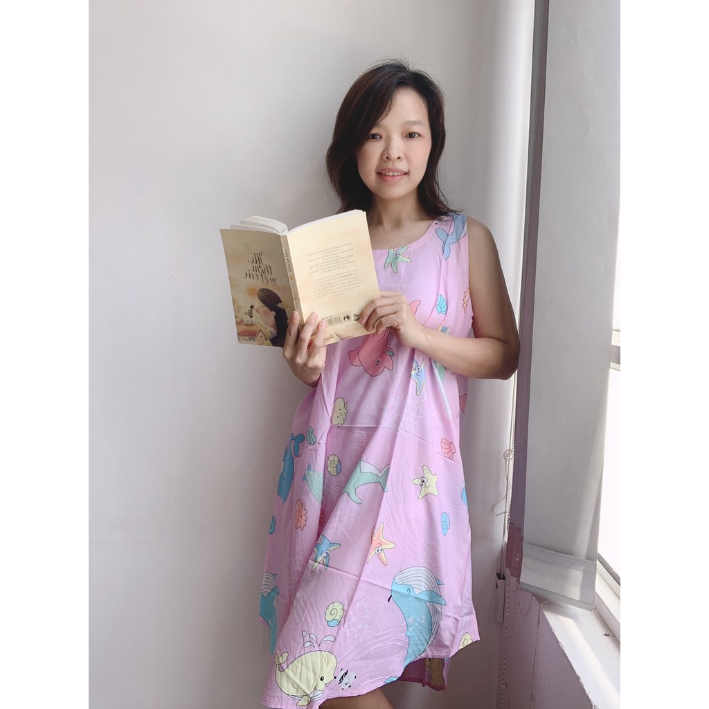 Đầm mặc nhà vải tole thái siêu mát mịn không xù