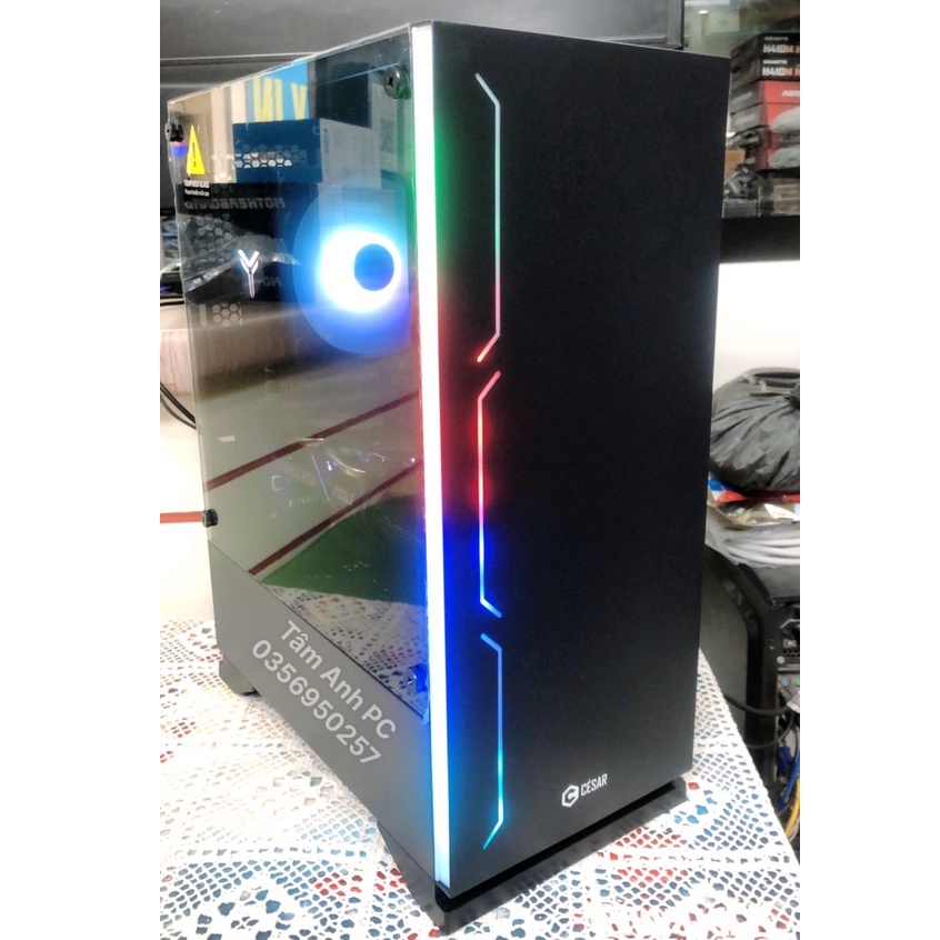 Vỏ Case Máy Tính Xigmatek EROS - ATX,Sẵn Dải LED RGB, Mặt hông Kính Cường Lực - Hàng Chính Hãng Bảo hành 12 tháng