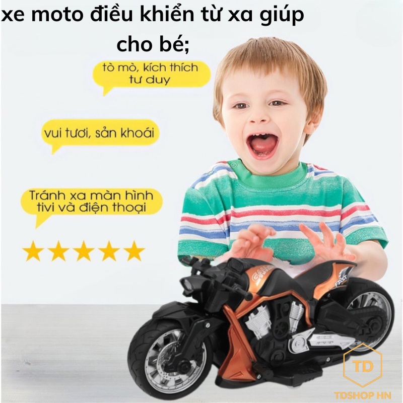 Xe Moto Điều Khiển Từ Xa 2.4G Có Nhạc Và Đèn Led, Tặng Đầy Đủ Phụ Kiện, Pin sạc,  tdshophn