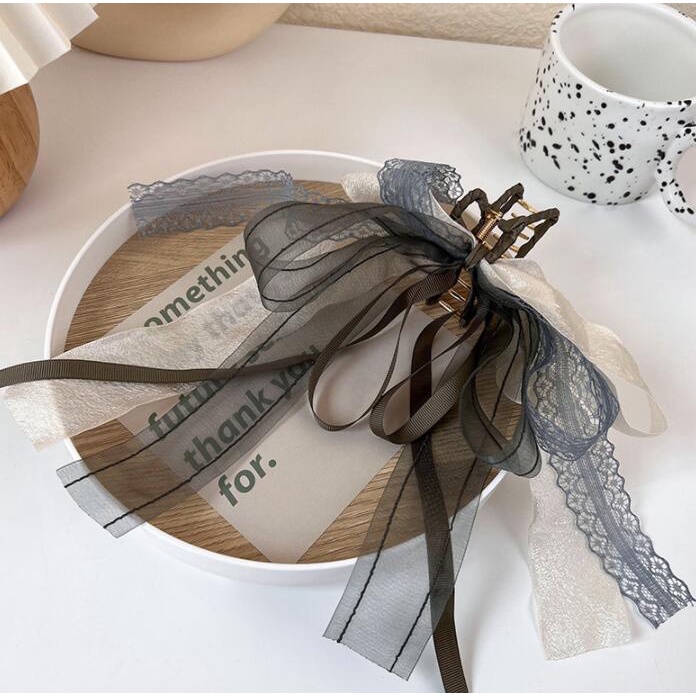 Kẹp Tóc Hình Nơ Bằng Ruy Băng Chất Lượng Cao Cho Nữ