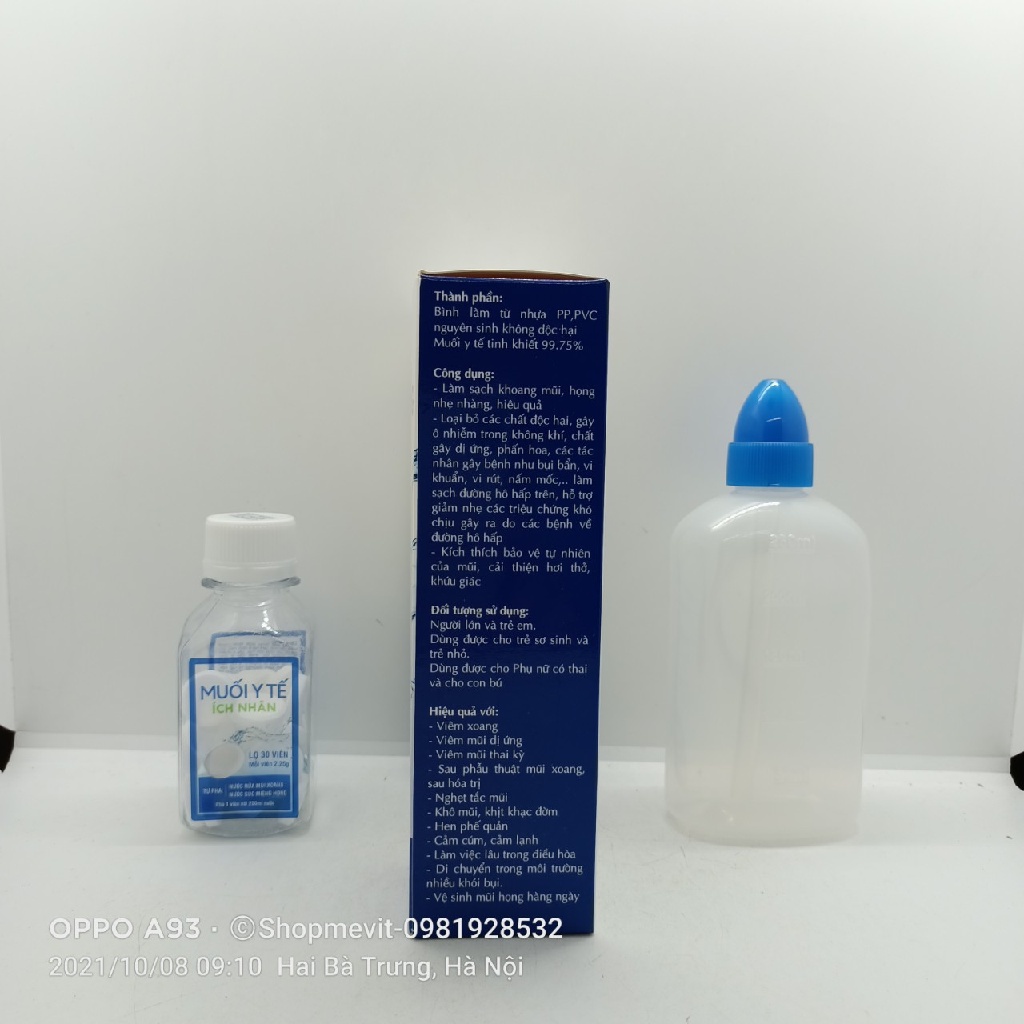 Bình rửa mũi Ích Nhân hộp 1 bình + 1 lọ 30 viên muối