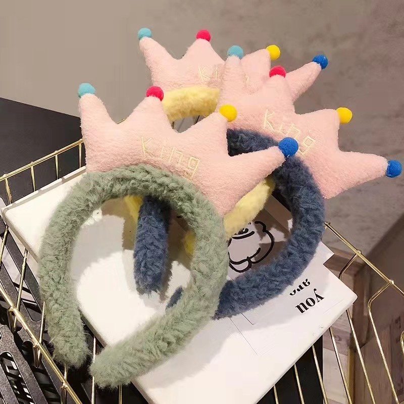 Băng Đô Cài Tóc Hình Vương Miện Phủ Lông Phong Cách Nhật Bản Thời Trang Cho Nữ