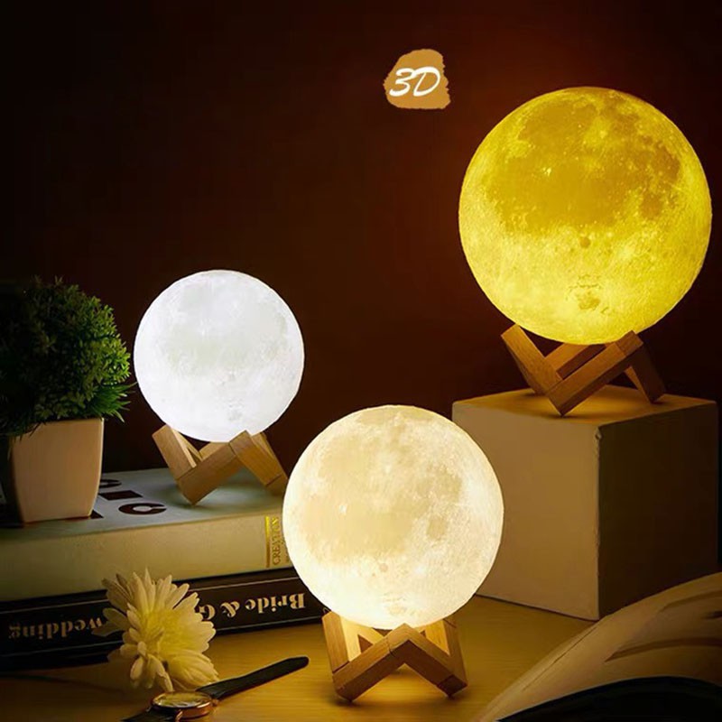Đèn ngủ thiết kế hình mặt trăng 3D chất lượng cao
