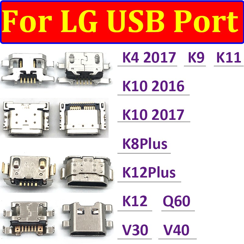 Đầu Nối Cổng Sạc Micro Usb Chất Lượng Cao Cho Lg V30 V40 Q60 K8 K12 Plus K9 K11 K10 K4 2017 K10 2016