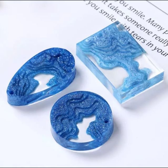 Khuôn silicon làm bờ biển, ruộng bậc thang, đồi núi...sáng tạo làm dây chuyền, móc khoá trong Resin Handmade.