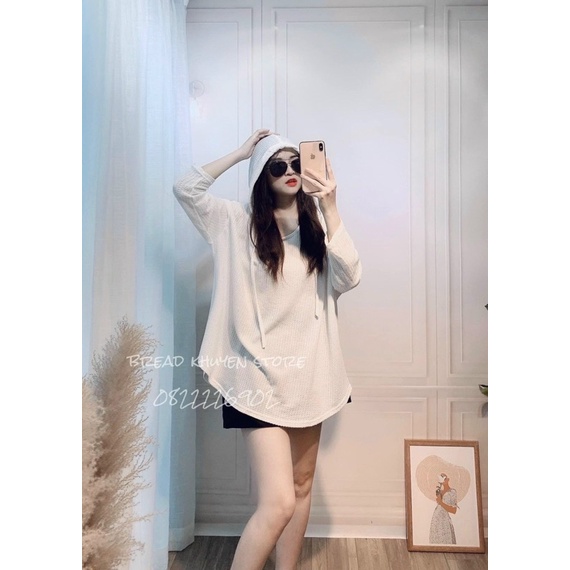 Áo hoodie gạo mũ trơn from rộng siêu xinh ms129