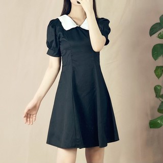 Váy đen cổ bèo trắng tiểu thư (có ảnh thật)