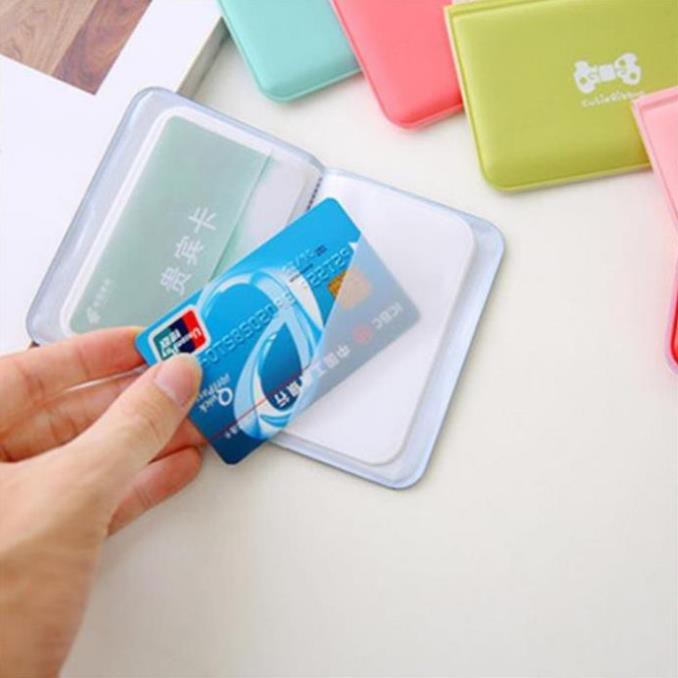 Ví đựng thẻ học sinh viên ATM visa card mini 12 ngăn da PU hình nơ hồng dễ thương Bóp để namecard