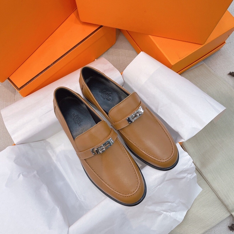 Giày lười nữ da thật thương hiệu Hermes HM Kelly mẫu mới 2022 cao cấp