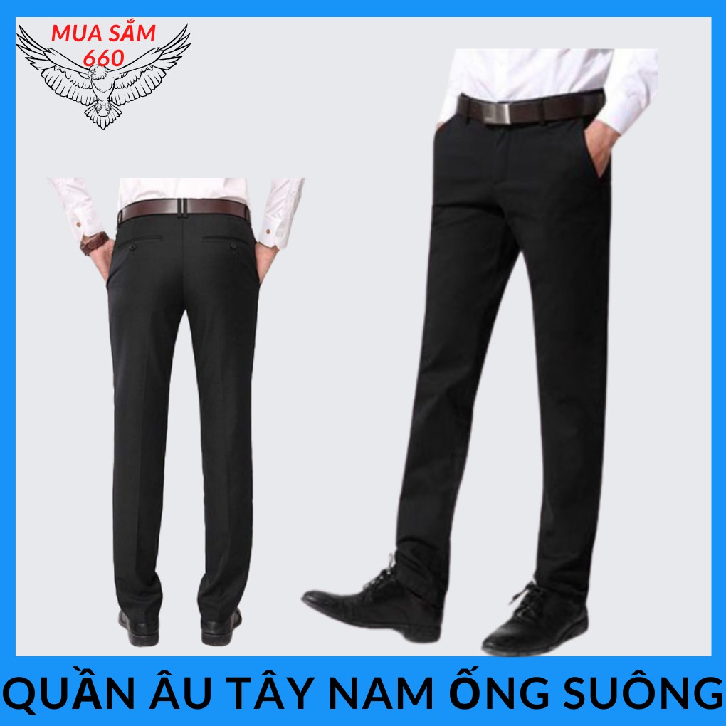 Quần âu tây nam ống suông công sở vải đẹp nguyên lai không co giãn size 27 đến 35-MS038