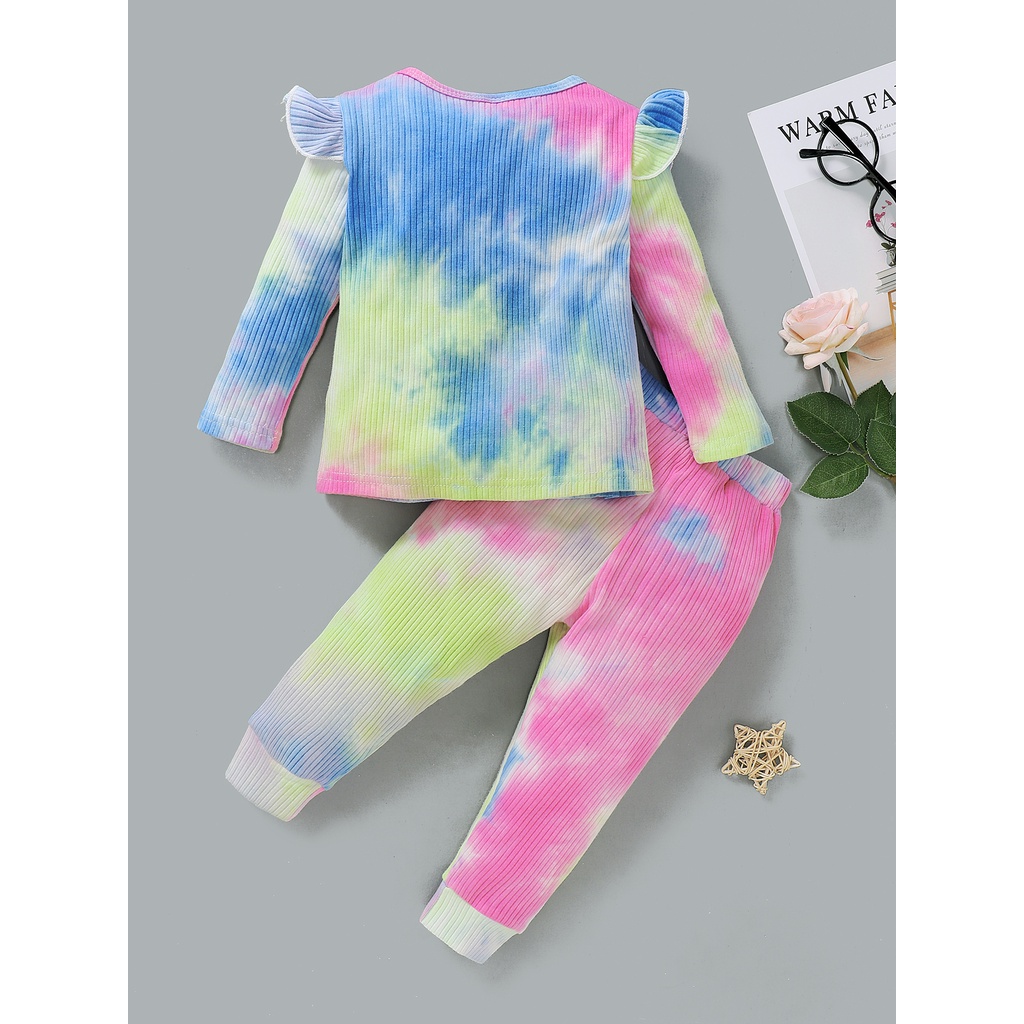 Trang phục Mikrdoo gồm áo thun tay dài xếp nếp và quần cotton cho em bé sơ sinh