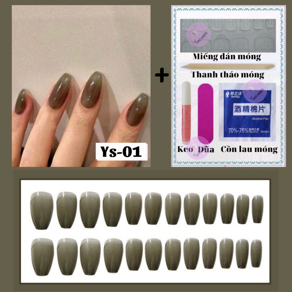 Móng tay giả trơn kèm keo dài nhọn YOU NAILS (Mã Ys-01)
