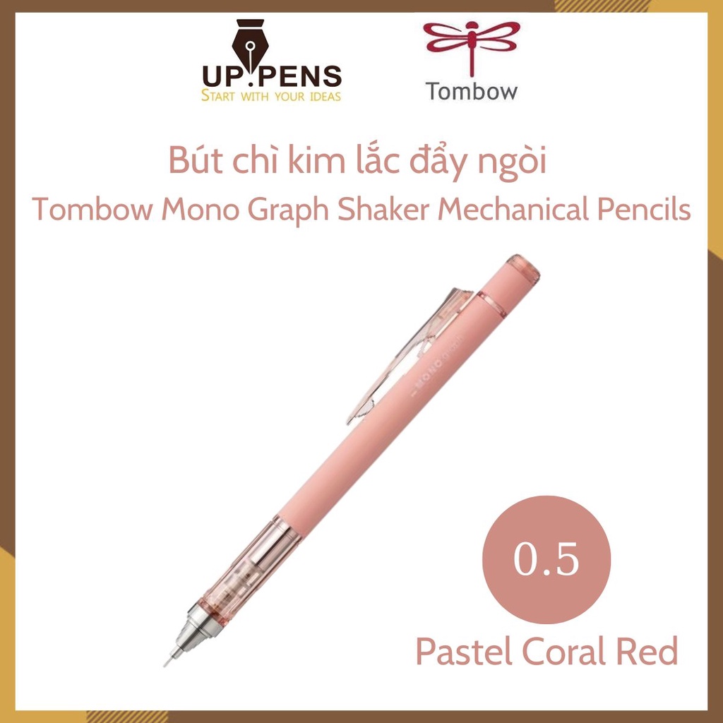 Bút chì bấm kim lắc đẩy ngòi Tombow Mono Graph Shaker Mechanical Pencil – 0.5mm – Pastel Coral Red