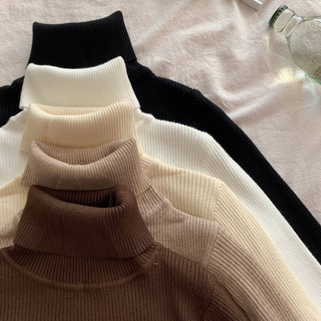 Áo len Pure Cube tay dài cổ lọ màu trơn thời trang thanh lịch cho nữ