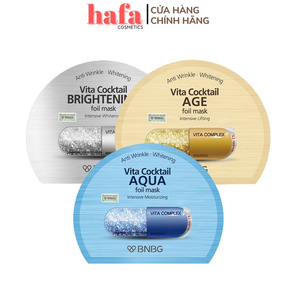 Combo 10 Mặt nạ dưỡng da cao cấp BNBG Vita Cocktail Foil Mask 30ml x10