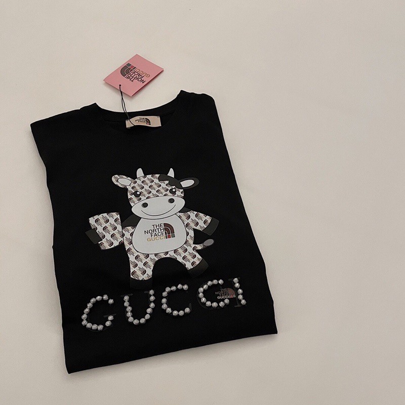 Áo phông nam nữ Gucci GC dáng rộng in hình đính đá cao cấp vải cotton siêu mát