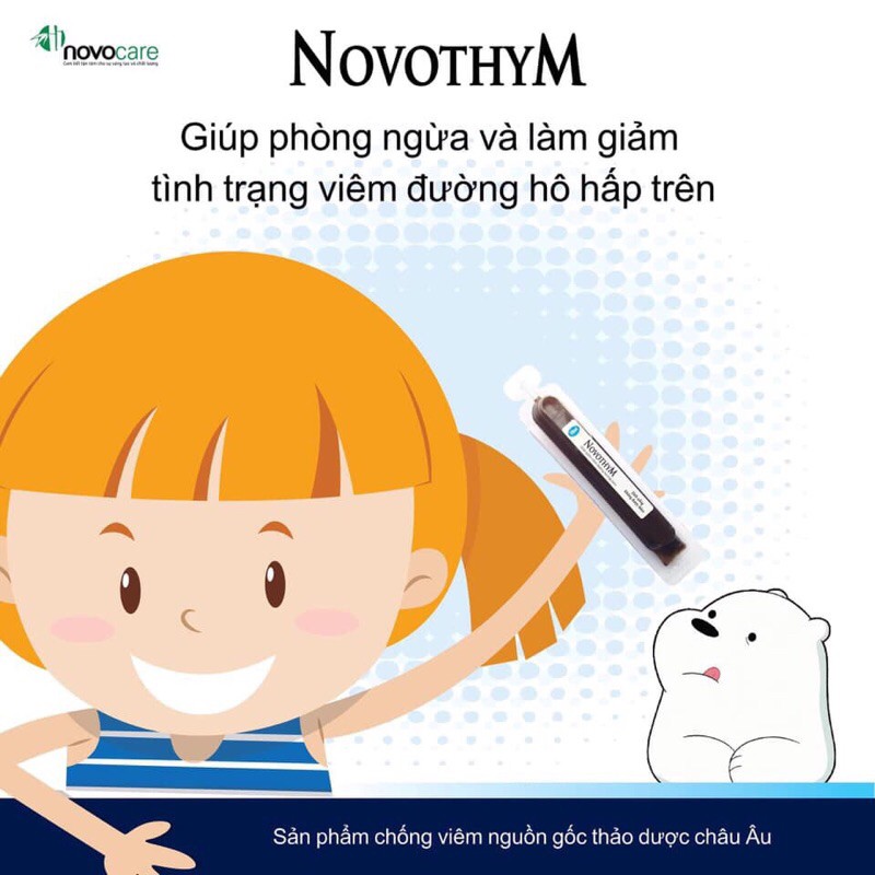 Novothym - Giúp Giảm Viêm Đường Hô Hấp Trên , Tăng Đề Kháng Giúp Con Giảm Lệ Thuộc Kháng SinhNovothym - Hộp 10 ống 10 ml