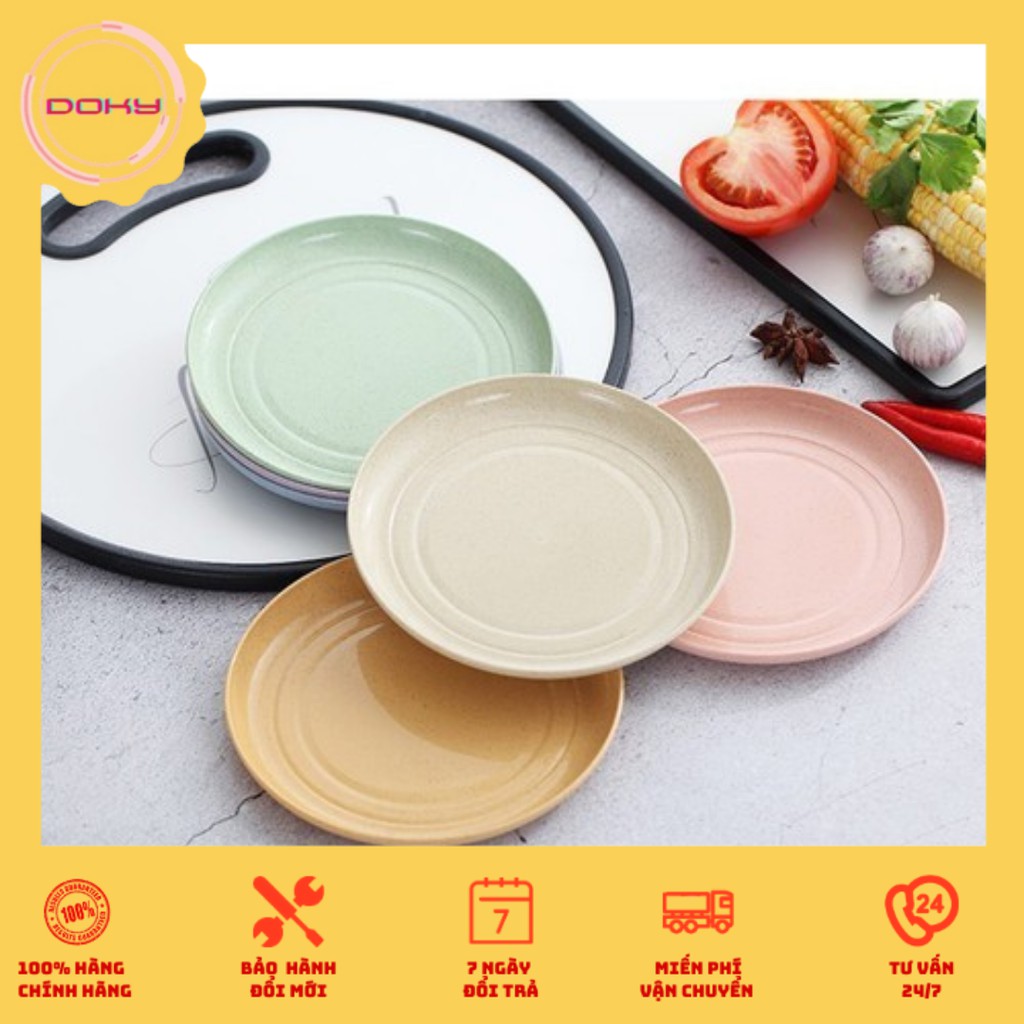 Đĩa đựng trái cây mang đi du lịch, dã ngoại, Đĩa chất liệu lúa mạch an toàn màu pastel (LẺ 1 CHIẾC) - DLM