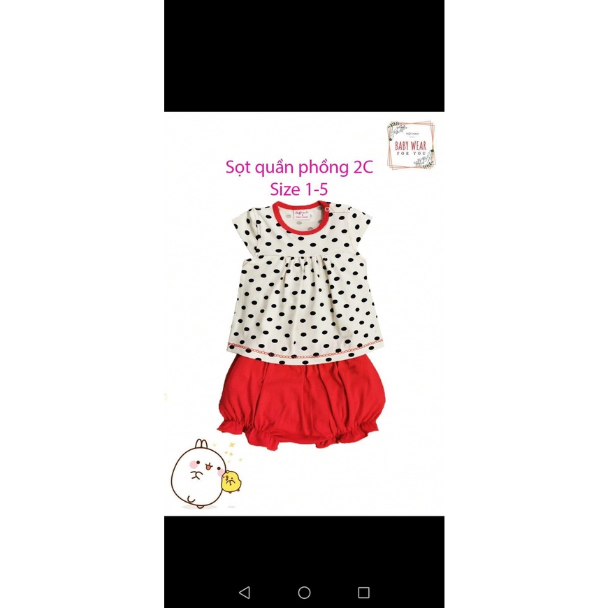 COMBO 3 Bộ ngắn quần phồng chất đẹp đáng yêu cho bé gái Baby Wear (6-12kg)