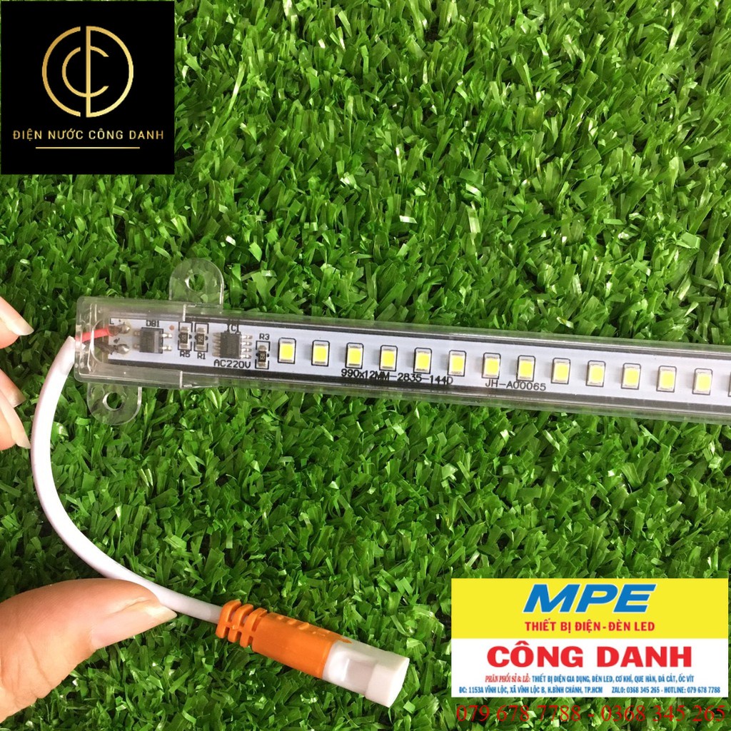 Đèn led thanh 220v chíp 2835 siêu sáng bọc nhựa, led thanh 220v 30cm 50cm 1m ánh sáng trắng vàng