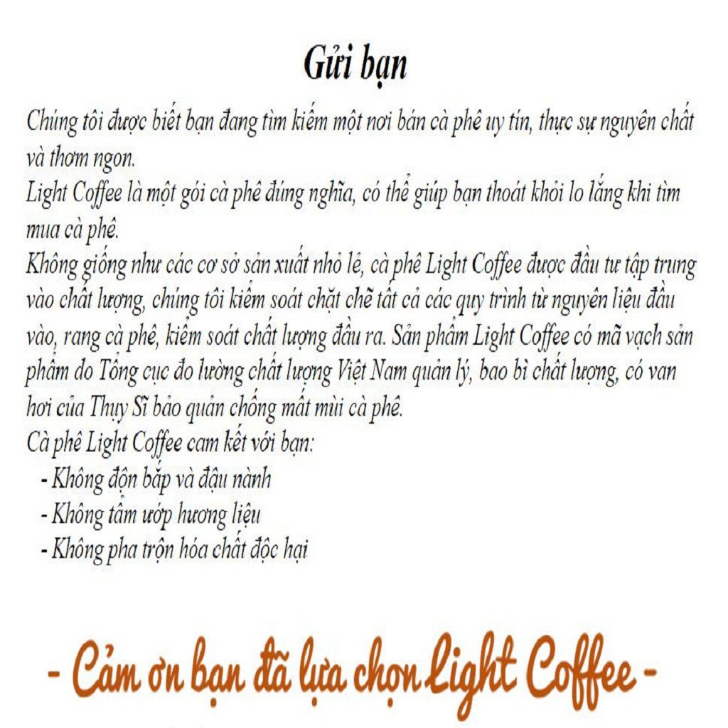 Cà phê Quý Phái Arabica nguyên chất 100% - Cà phê nội địa đặc biệt giá rẻ - Light Coffee 500g