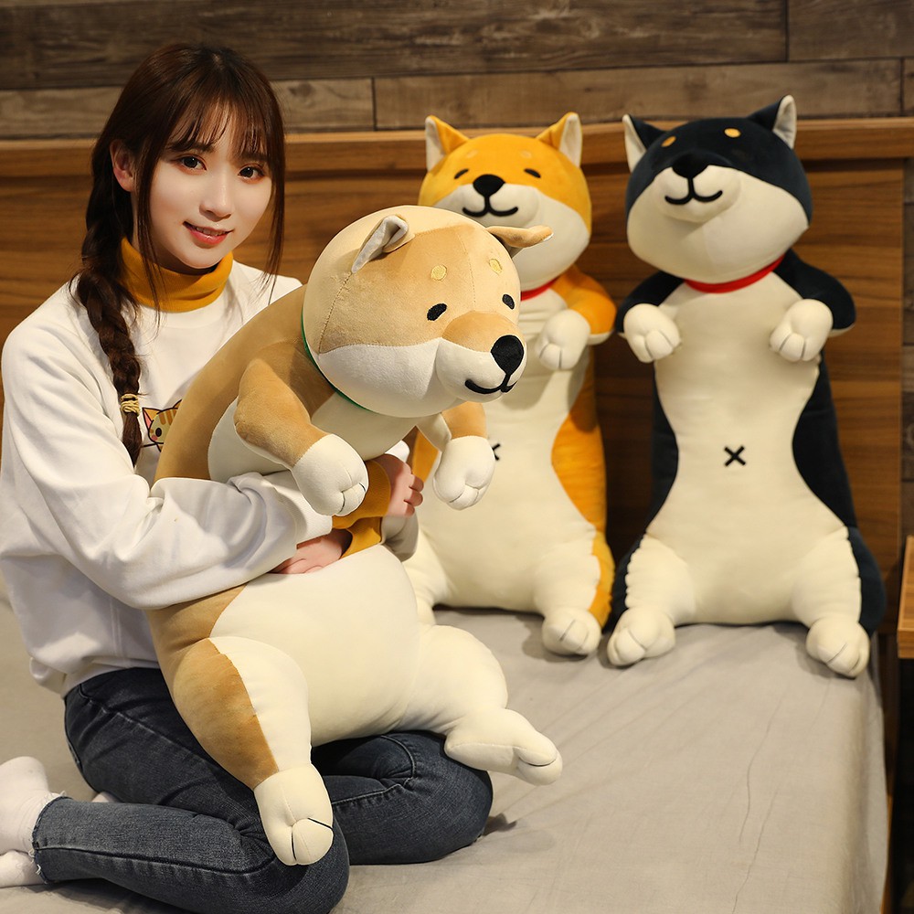 Cute Japanese Shiba Inu Akita Inu Corgi Plush Toy Cartoon Large Cat Animal Doll Girl Sleeping Soft Long Pillow Children Companion Appease Doll Birthday Gift