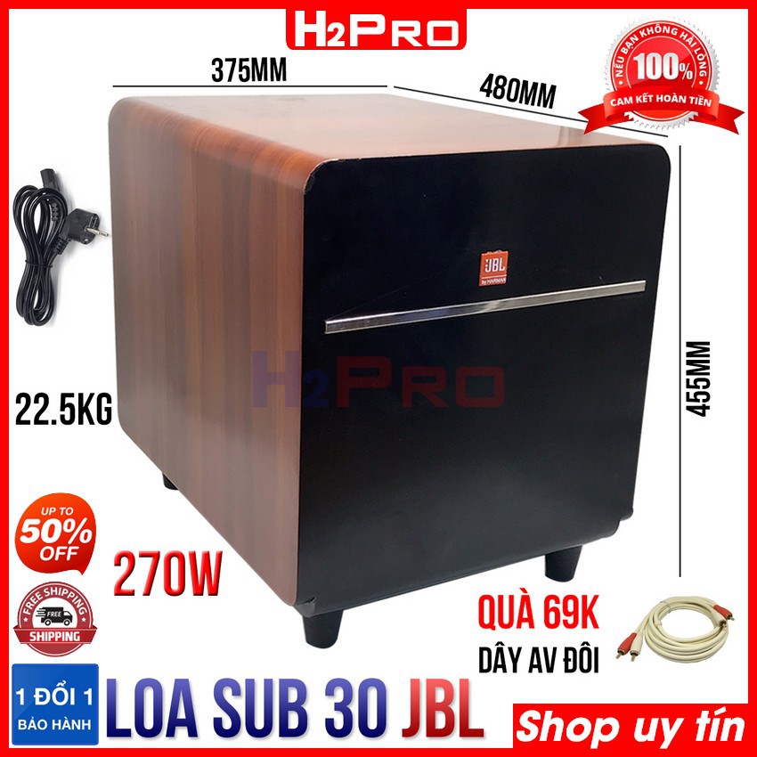Loa sub điện bass 30, loa sub gầm 30 siêu trầm karaoke Studio L 270W cao cấp, bass khoẻ ( tặng dây av đôi )-H2pro Tech