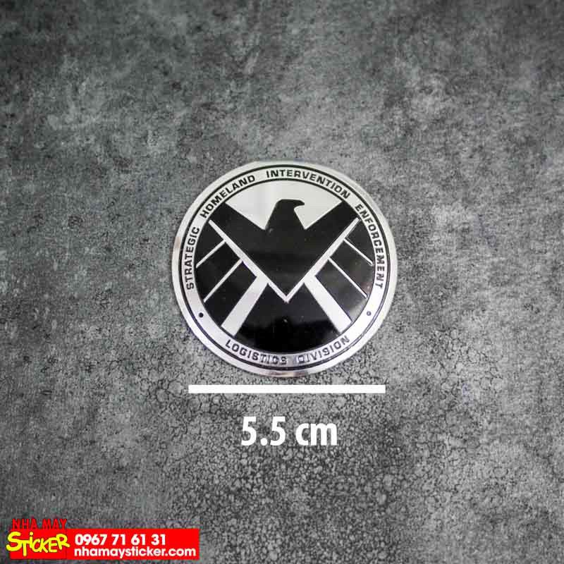 Sticker metal dán mâm xe hơi tròn 5.5cm - Shield miếng lẻ - STICKER FACTORY