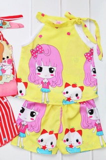Set 3 bộ yếm nơ chỉ 120k