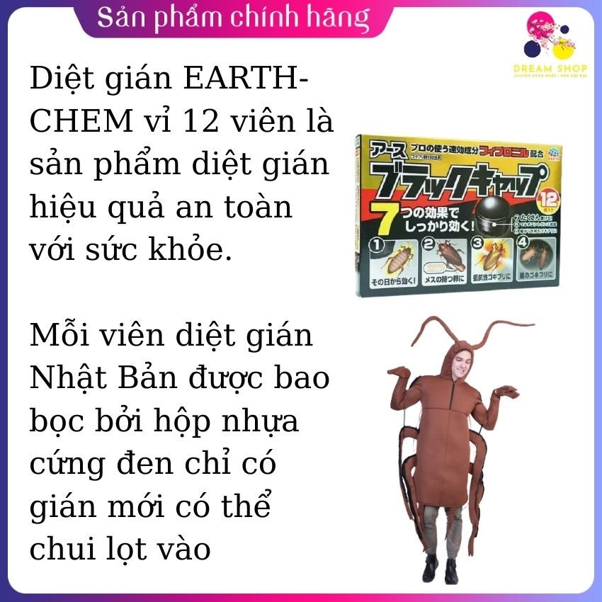 Thuốc diệt dán EARTH-CHEM vỉ 12 viên, Nhật Bản nội địa, dreamshop.vn
