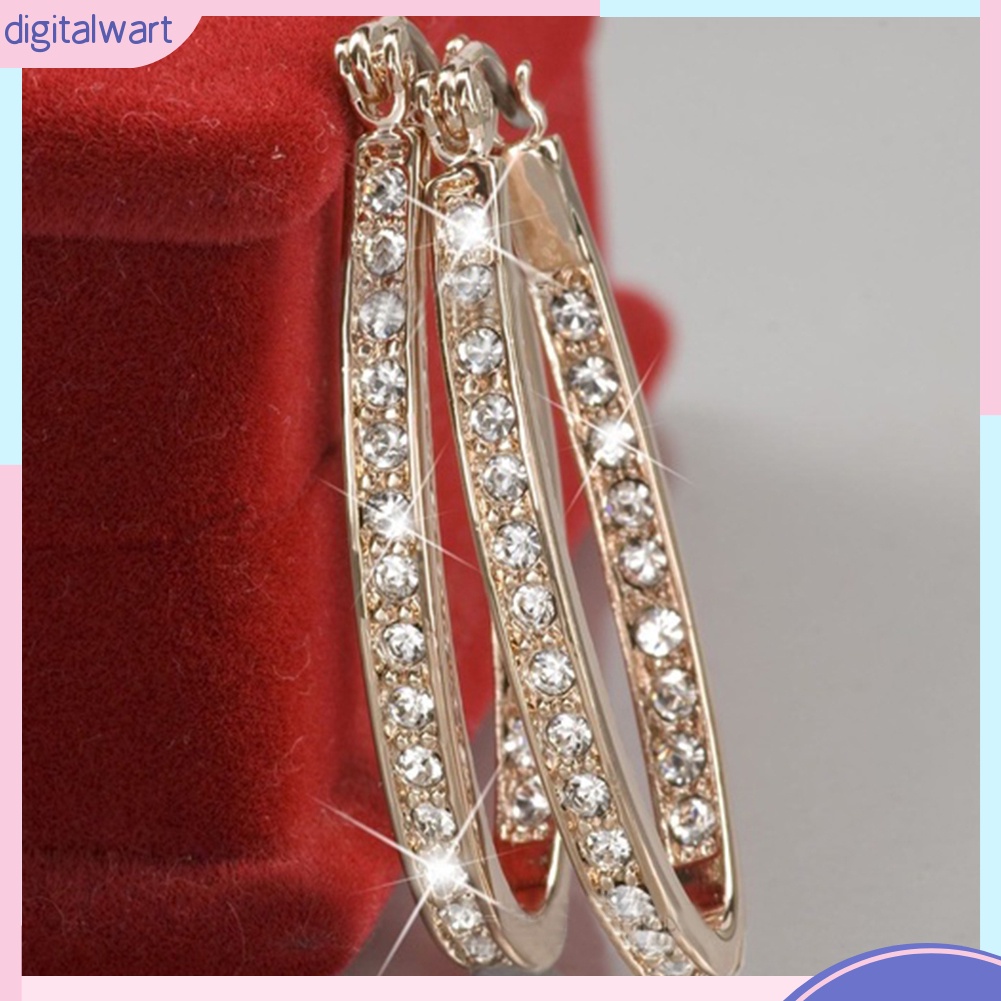 Cặp khuyên tai khoen tròn đính đá sang trọng cho nữ