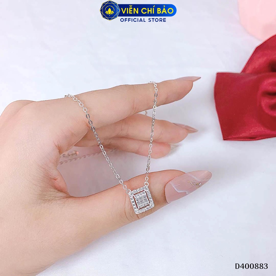 Dây chuyền bạc nữ vuông đính đá chất liệu bạc 925 thời trang phụ kiện trang sức Viễn Chí Bảo D400883
