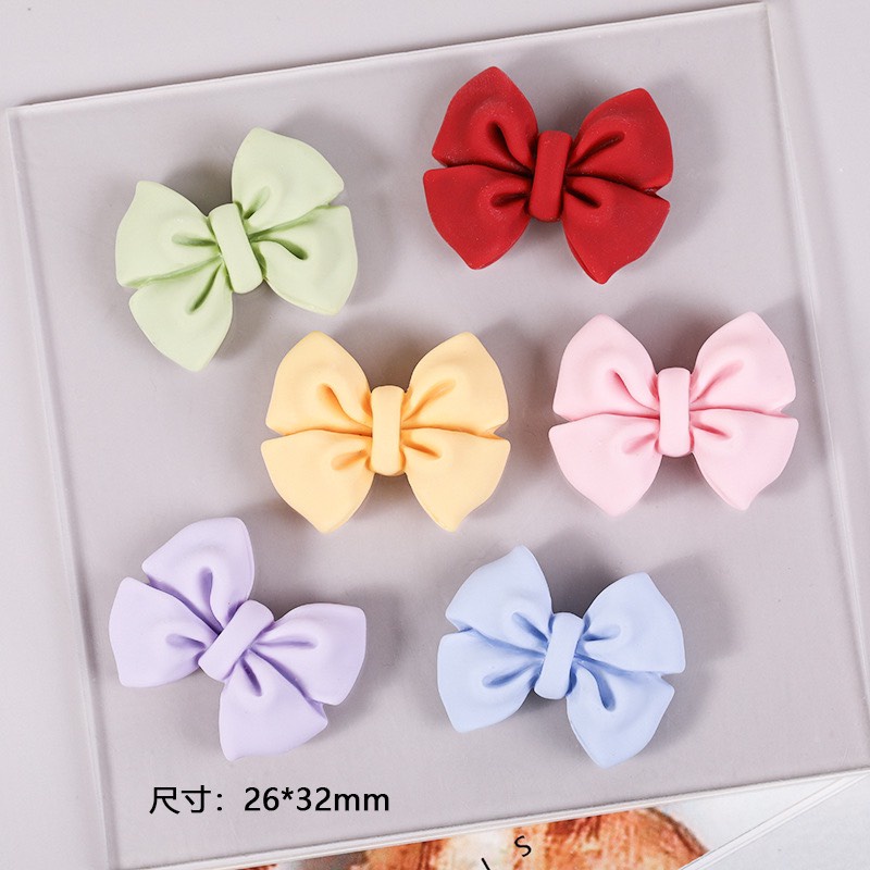 Charm (C509) slime/ Dụng Cụ Charm Trang Trí [Ko Keo &amp; Nút] Hình Nơ Màu Pastel Hàn Quốc (2.6x3.2cm) - 01 Cái