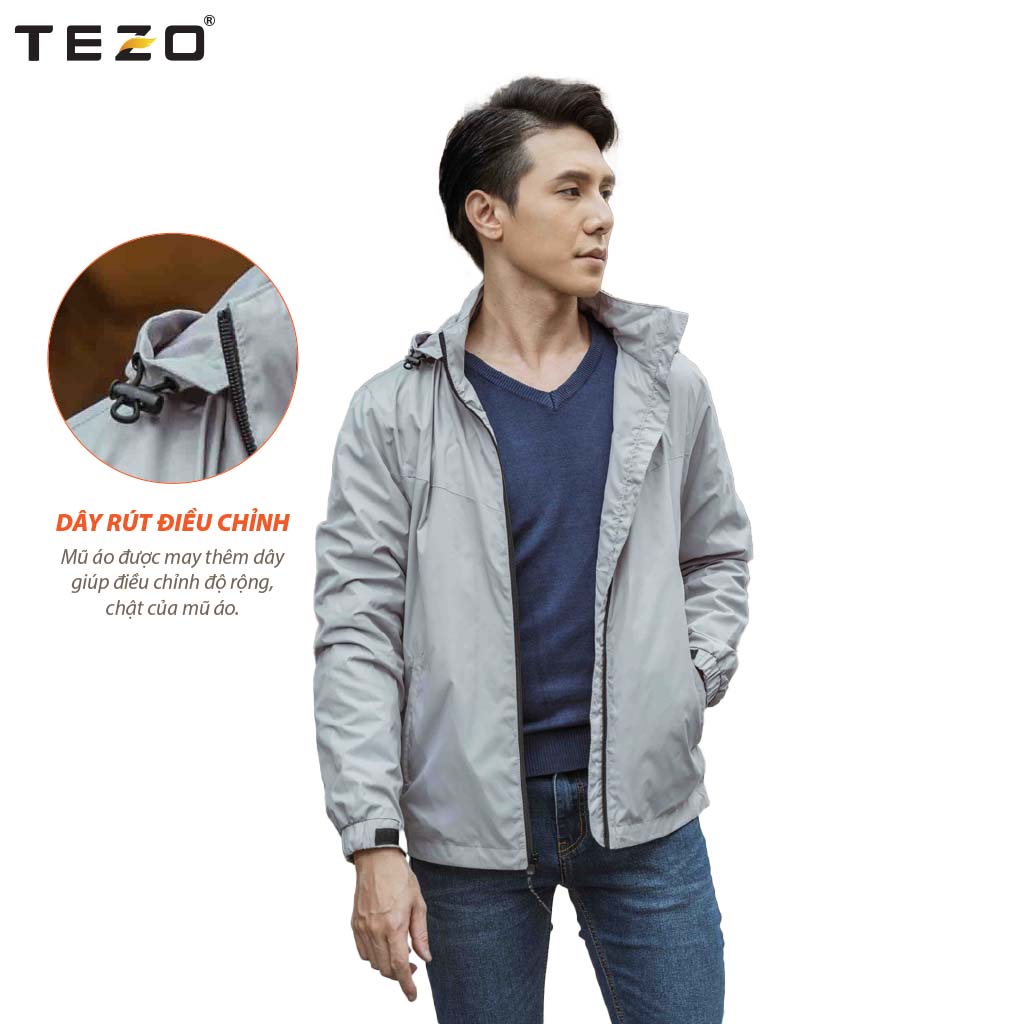 Áo gió nam hai lớp TEZO khoác vải gió dày dặn, Dáng trẻ trung, Năng động mã 2109AG2T02