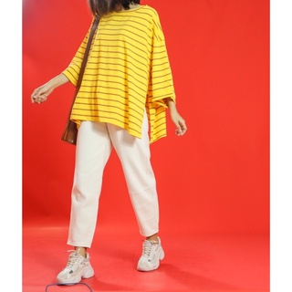  Áo pull tay lở sọc ngang oversize 
