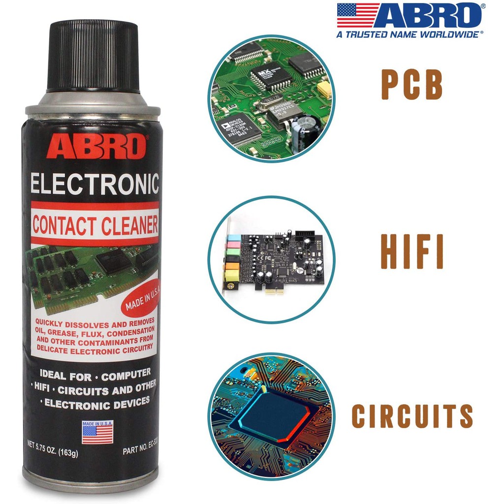 CHAI XỊT VỆ SINH LÀM SẠCH BO MẠCH ĐIỆN TỬ ABRO USA ELECTRONIC CONTACT CLEANER 163G