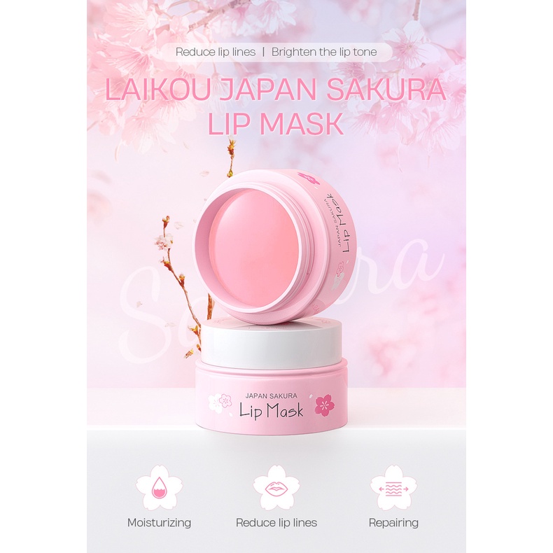 Còn Hàng Laikou Sakura Nạ Môi Bền Dưỡng Môi Giữ Ẩm Dưỡng Sửa Chữa Làm Giảm Tình Trạng Khô Làm Mờ Các Đường Nét Tinh Tế Chăm Sóc Môi cá Tuyết